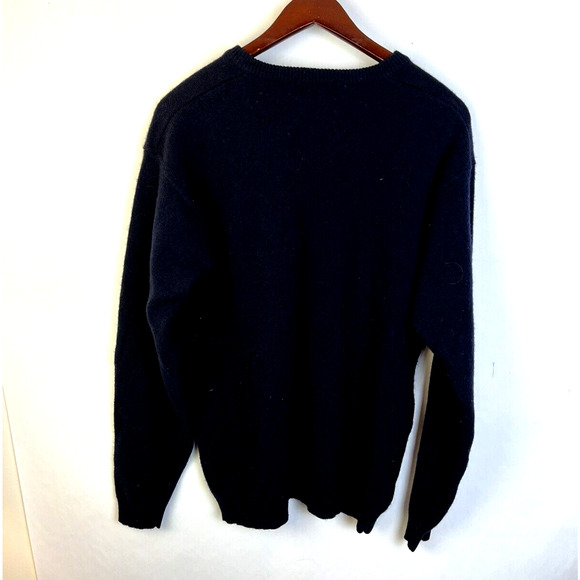Eddie Bauer Lambswool Sweater Men's Large Navy Classic V Neck Outdoors Wool - Picture 5 of 8